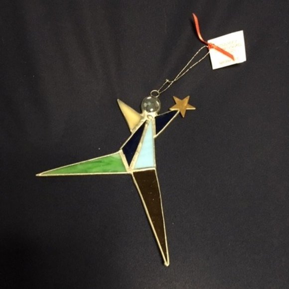 Still Rock Stained Glass Star Person Ornament Suncatcher Handmade 5x6" - Picture 3 of 9